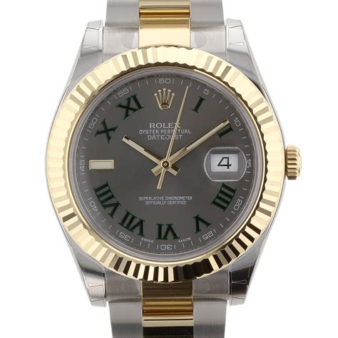 rolex 41mm datejust ii 116333 grey with green